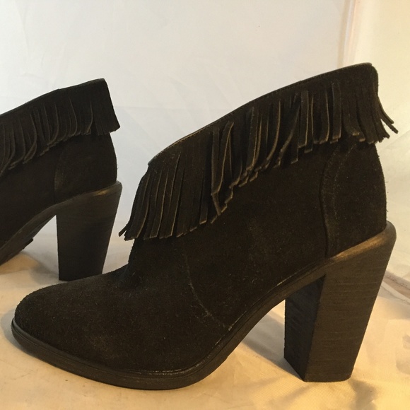 NEW Joie Loren Fringe Ankle Bootie Black Suede 6.5 - Picture 3 of 6